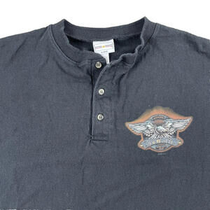 2009 Sturgis Henley T Shirt Men's Anvil Heavy Cotton Biker 2XL T-Shirt Y2K